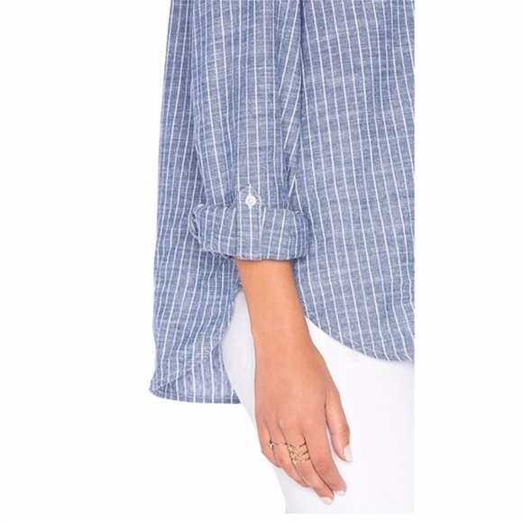 Joie Kalan Striped Chambray Boho Blouse Size Small 100% Cotton Nautical Theme - Picture 6 of 16